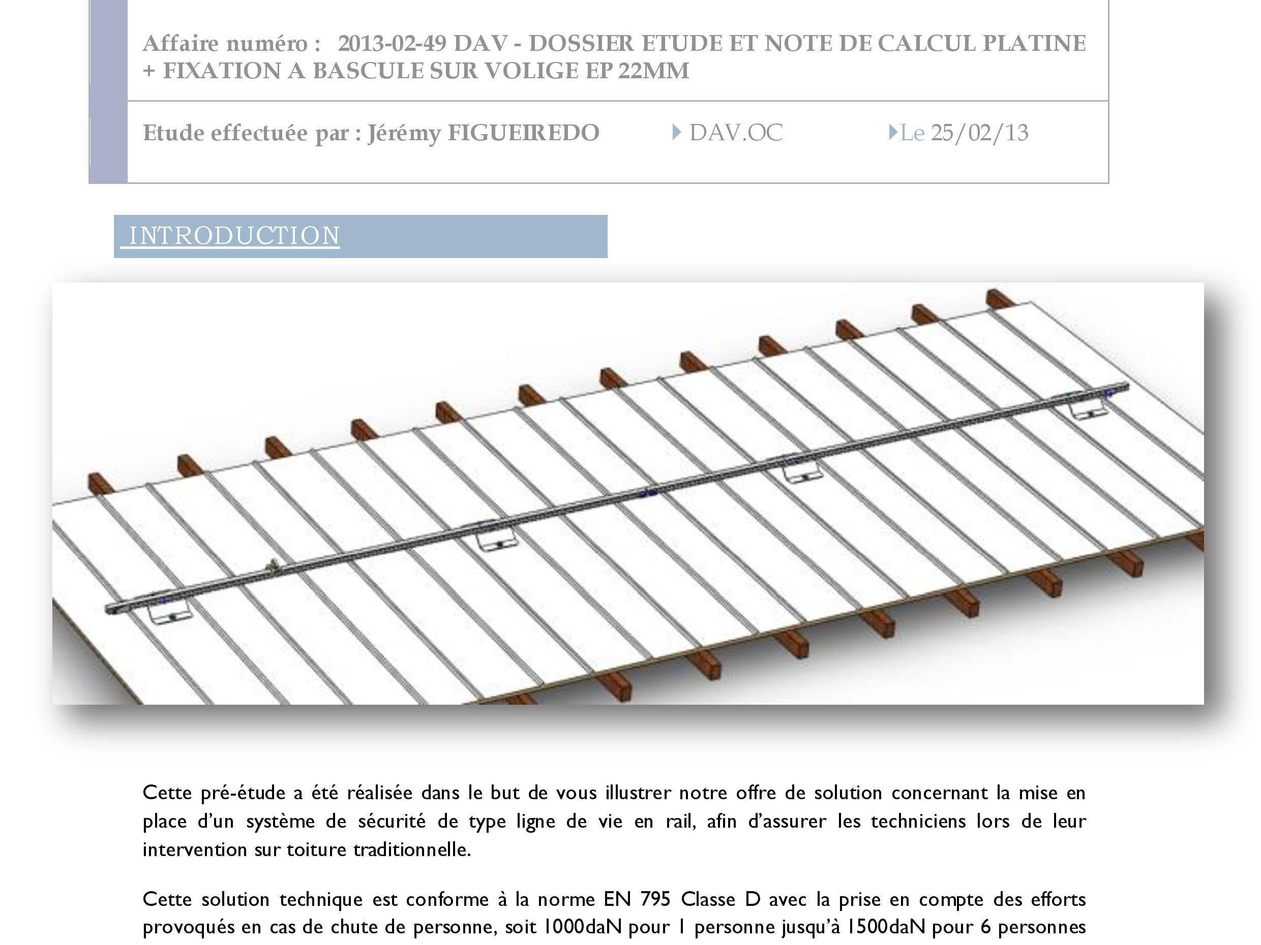 Note de calcul pour validation de structure d`accueil ainsi que la conception de la platine sur mesure.