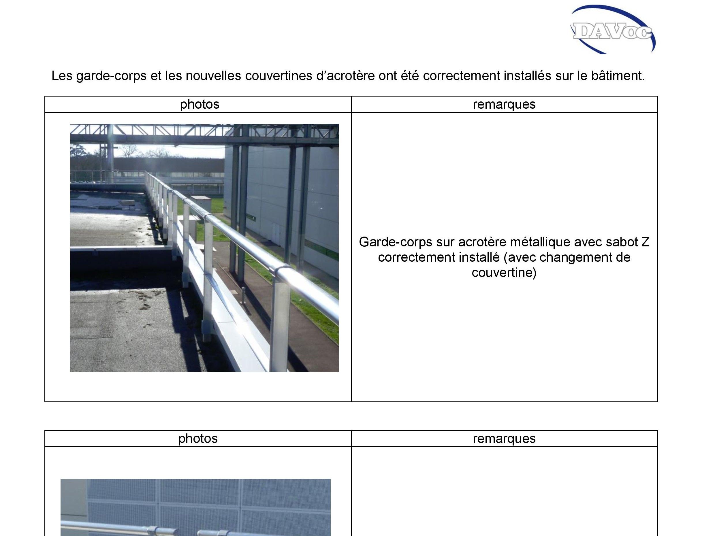 Remarques couplées aux photos de détails.
